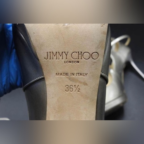 Authentic Jimmy Choo Silver Patent Leather Sandals Size 36.5 - Picture 6 of 9